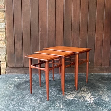 1960s Danish Teak Nesting Tables Vintage Mid-Century Scandinavian Modern Kai Kristiansen 