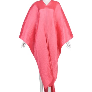 Pleats Please by Issey Miyake Pink Dramatic Madame T Wrap Cape Tunic Caftan Dress