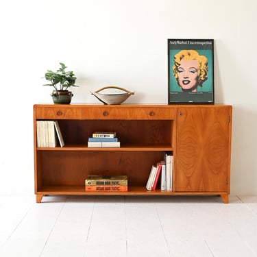 Vintage 1950s Scandinavian Teak Sideboard with Sliding Door and Drawers 