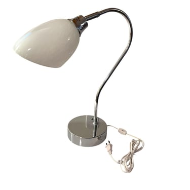 Vintage 90s IKEA Kaskad White Glass Silver Chrome Metal Work Desk Lamp Light NEW 
