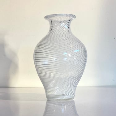 Handblown Italian vase with swirl pattern 