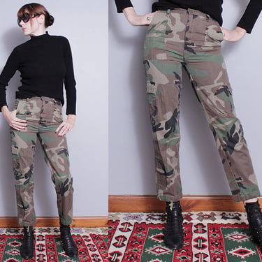 Vintage 1980's | Army | Woodland Camouflage | Combat | Military | Pants | S 
