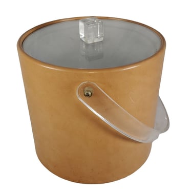 Georges Briard Clear Lexan Leathertte Handled Ice Bucket Bar Cart Barware Drinks 