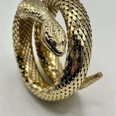 1960s Whiting and Davis Mesh Gold Tone  Snake Bracelet Signed True Vintage 