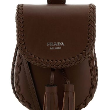 Prada Women Brown Leather Crossbody Bag