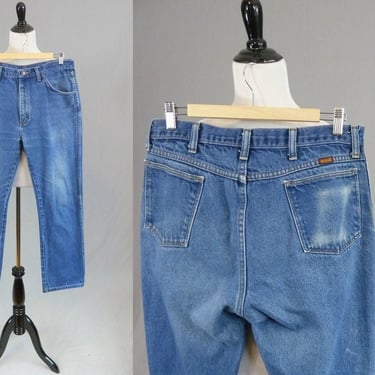 90s Men's Rustler Jeans - 32" waist - Lots of Fade - Vintage 1990s - 30" inseam 
