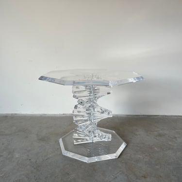 70's Helix Spiral Stacked Lucite Occasional Table. 