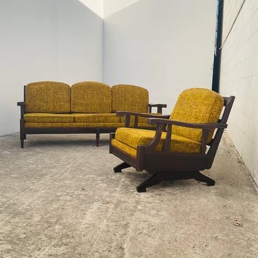 Chartreuse 1970s Tweed Sofa or Chair