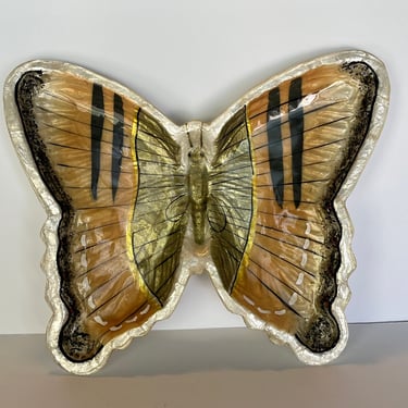 Vintage Butterfly Tray, Butterfly Home Decor, Insect Decor, Bug Tray, Jewelry Tray, Brown Buttterfly Decor, Retro Butterfly Decor, Bug Decor 