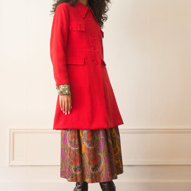 1960s Reville Of London Candy Apple Red Coat Dress 