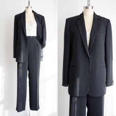 black striped suit 90s vintage pinstripe pantsuit oversized blazer 