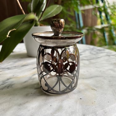 1920s Art Nouveau Jam Honey Sugar Pot Silver Painted Vintage Antique Jam 