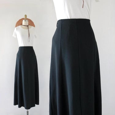 70s black maxi skirt - 29.3-32 - vintage 70s womens long a line 