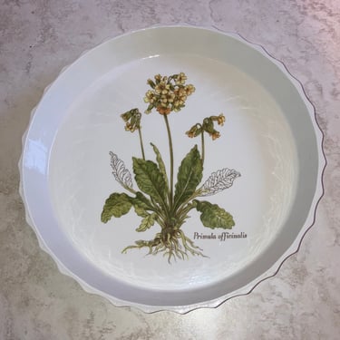 12” Portmeirion Botanic Garden Primula officinalis Quiche Tart Pie Pan ~ Fluted edge Floral Casserole Dish 2 qt Made in England~ Earthenware 