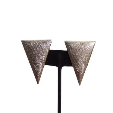 YVES SAINT LAURENT- Silver Tone Metal Triangle Earrings