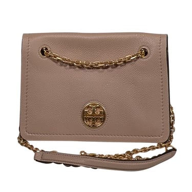 Tory Burch - Deep Beige Pebbled Leather Crossbody w/ Gold Chain Strap