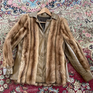 Vintage 1970’s caramel mink fur jacket w/ toffee leather | ‘70s genuine fur coat, vintage mink jacket, S petite 