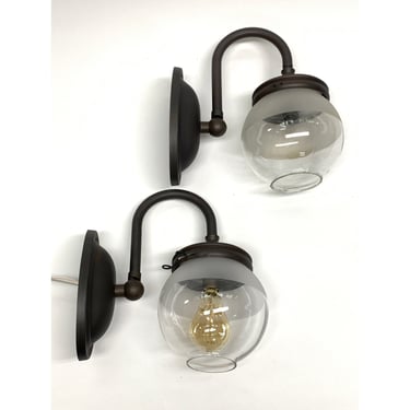 Pair industrial gas sconces with globe shades #2035 