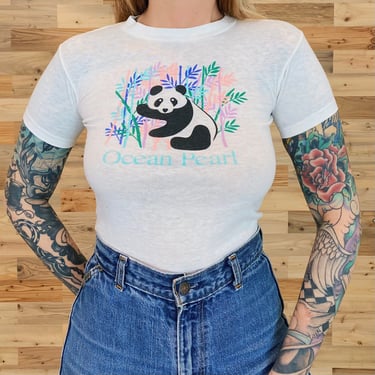 Vintage 80's Soft Thin Retro Panda Bear Baby Tee Shirt T-Shirt 