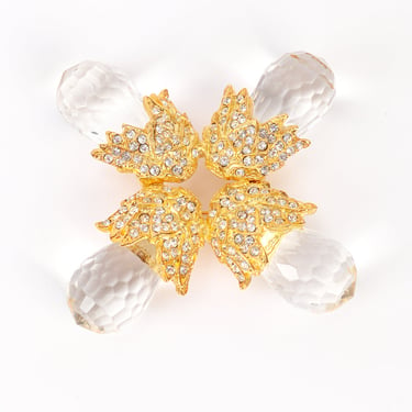 Clear Golden Acorn Burst Brooch