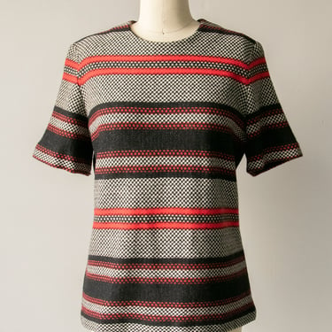 1960s Knit Top Striped Wool J. Tiktiner M 