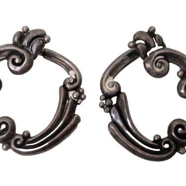Vintage Margot De Taxco Earrings, Mexican Sterling Silver, Signed, Screw Back 