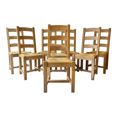 Reclaimed White Oak Farmhouse Ladderback Chairs - Set of 8 