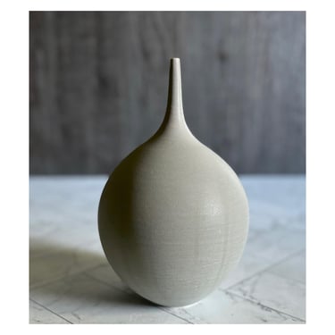 SHIPS NOW- New Matte Grey Rotund Stoneware Bottle Vase by Sara Paloma Pottery - minimalist neutral handmade ceramic light gray mcm decor 