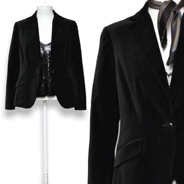 Vintage Lauren Ralph Lauren Black Velvet One Button Blazer Size 4/6 Tailored Jacket S 