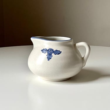 Vintage Large Stoneware Gravy Boat/ Small Pitcher Yorktowne Blue and White by Pfaltzgraff 