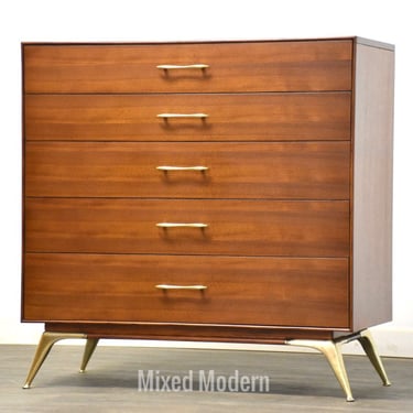 Walnut and Brass Dresser made by RWAY Furniture 