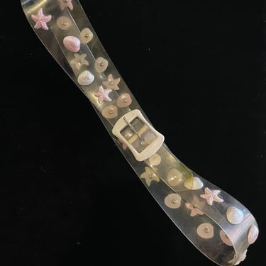 1950s Clear Plastic Curved Belt with Pastel Seashells 