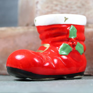 Vintage Lefton Ceramic Santa Boot | Small Ceramic Planter | Circa 1960s | Vintage Christmas Decor | Bixley Shop 