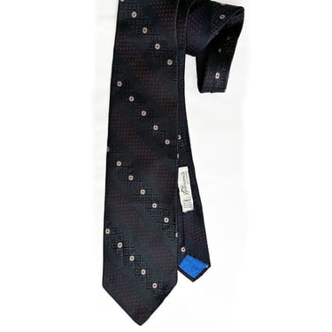 70s LANVIN Men's Black Silk Vintage Necktie Tie Suit Wide 1970's Designer 
