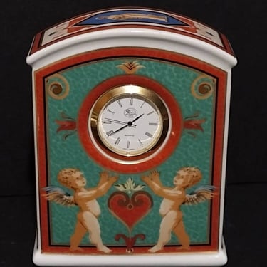 Vintage Hutschenreuther Germany Porcelain Cherub Table Clock  Semperoper Dresden 4x4 