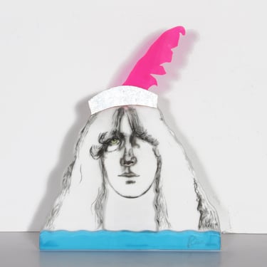Pop Singer Sculpture by Larry Rivers Boho Chic Psychedelic Pop Plexi 