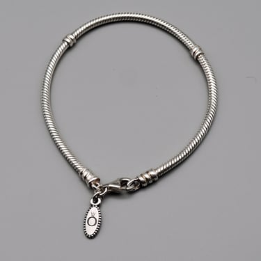 Vintage Pandora 925 silver snake chain, simple sterling slide charm lobster clasp bracelet 