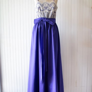 Vintage 1980s Handmade Purple Gown Set