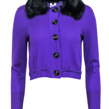 Nanette Lepore - Purple Wool Sweater w/ Fur Collar Sz S