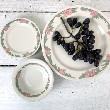 Syracuse China floral restaurantware china set for 4 - 12 pc - 1980s vintage 
