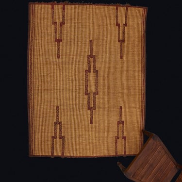 Small Early Coco Colored Tuareg Carpet with Stepped Lozenge Shapes Throughout the Field