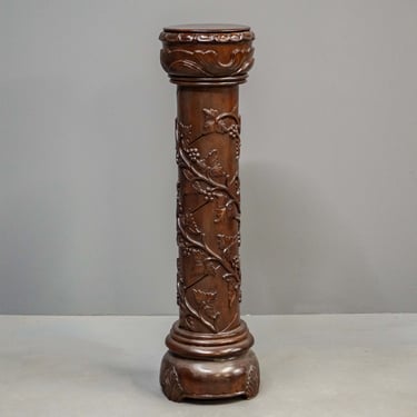 Contemporary Carved Mahogany Grape Vine Plant Stand