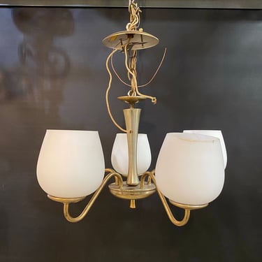 Vintage MCM Brass Plated Aluminum 5-Light Chandelier