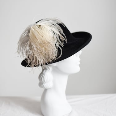 1970s Black and White Ostrich Plume Hat 