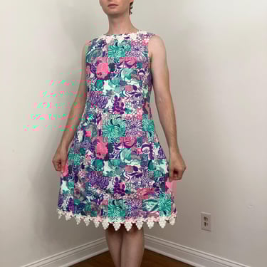 60s The Lilly / Lilly Pulizter floral fruit and butterfly novelty print shift dress 