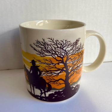 Vintage Cowboy At Sunset Mug By Otagiri, Riding Horse, Coffee Mug, Clint Eastwood Likeness, Cowboy On Horse Sunset Silhouette 