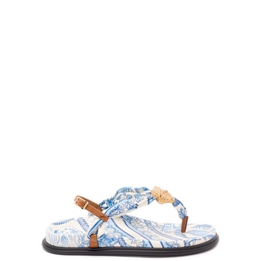 Versace Women Fabric And Calf Leather Sandals