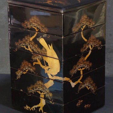 Japan lacquer Tombi Bento Jyubako food box 1900 Wajima hand craft 