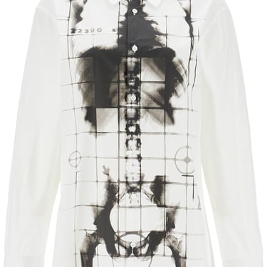 Jean Paul Gaultier White Cotton Shirt With Skeleton Print Front And Back Women
