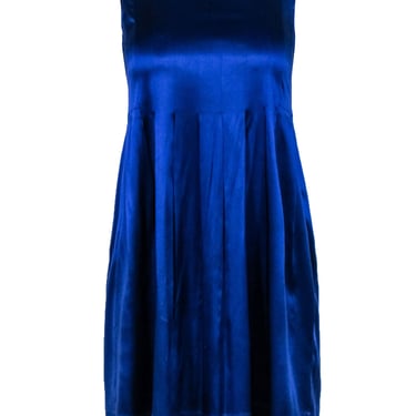 Vince - Cobalt Blue Sleeveless Pleated w/ Button Down Back Mini Dress Sz 2